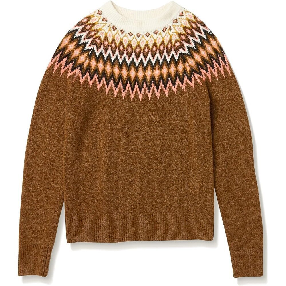Crewneck Sweater Soft Touch Knit Medium Brown Wool Cotton Polyester - Picture 5 of 5